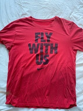 Nike Red Graphic 'Fly With Us' Tee